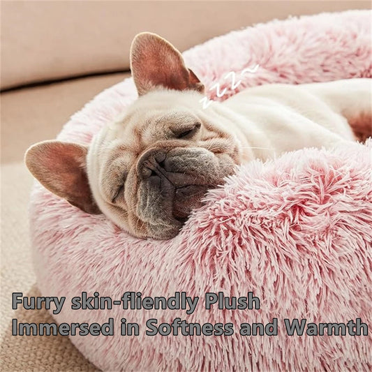 Plush Donut Pet Bed – Soft Warm Round Cushion for Small & Medium Dogs and Cats