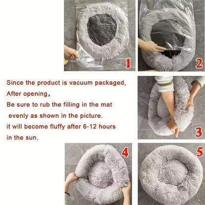 Plush Donut Pet Bed – Soft Warm Round Cushion for Small & Medium Dogs and Cats