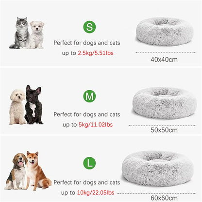 Plush Donut Pet Bed – Soft Warm Round Cushion for Small & Medium Dogs and Cats