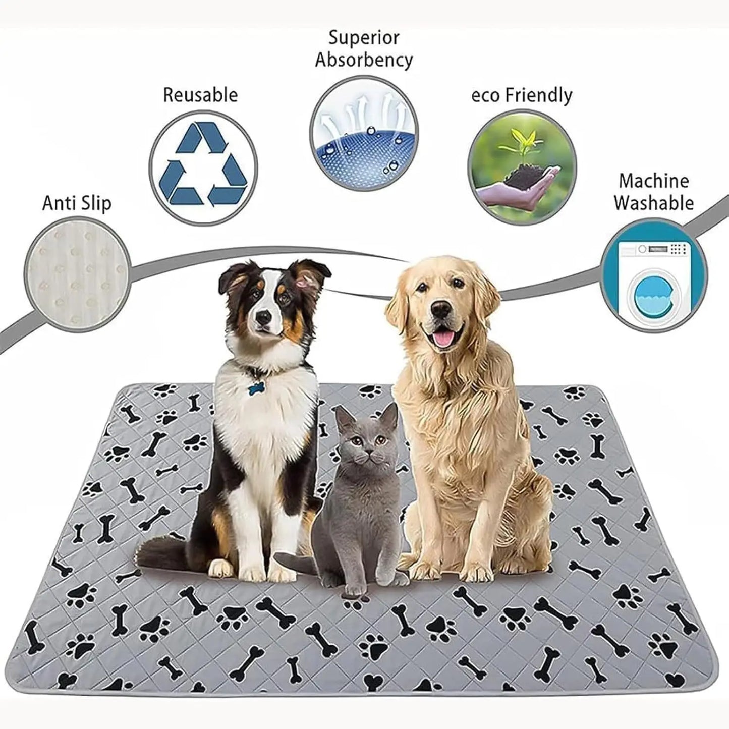Reusable Dog Pee Pad Waterproof Diaper Pet Supplies Washable Puppy Training Pad Pet Bed Blanket Cat Dog Car Seat Cover Mat
