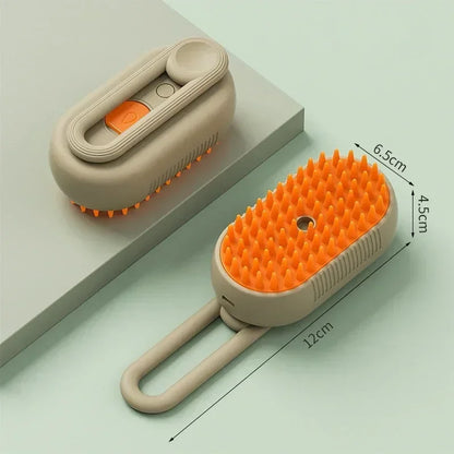 3-in-1 Steam Pet Brush – Rechargeable Spray Grooming Comb for Cats & Dogs