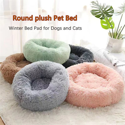 Plush Donut Pet Bed – Soft Warm Round Cushion for Small & Medium Dogs and Cats