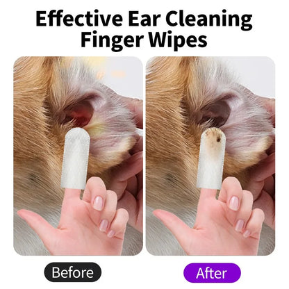 Pet Ear Cleaning Finger Wipes for Cats & Dogs