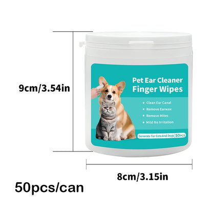 Pet Ear Cleaning Finger Wipes for Cats & Dogs