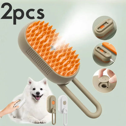 3-in-1 Steam Pet Brush – Rechargeable Spray Grooming Comb for Cats & Dogs