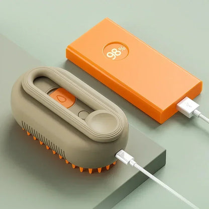 3-in-1 Steam Pet Brush – Rechargeable Spray Grooming Comb for Cats & Dogs