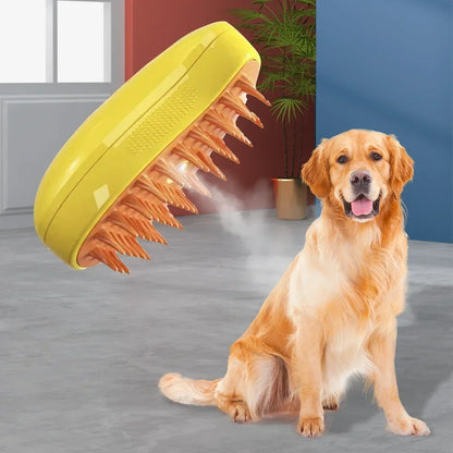 3-in-1 Steam Pet Brush – Rechargeable Spray Grooming Comb for Cats & Dogs