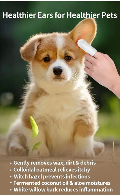 Pet Ear Cleaning Finger Wipes for Cats & Dogs