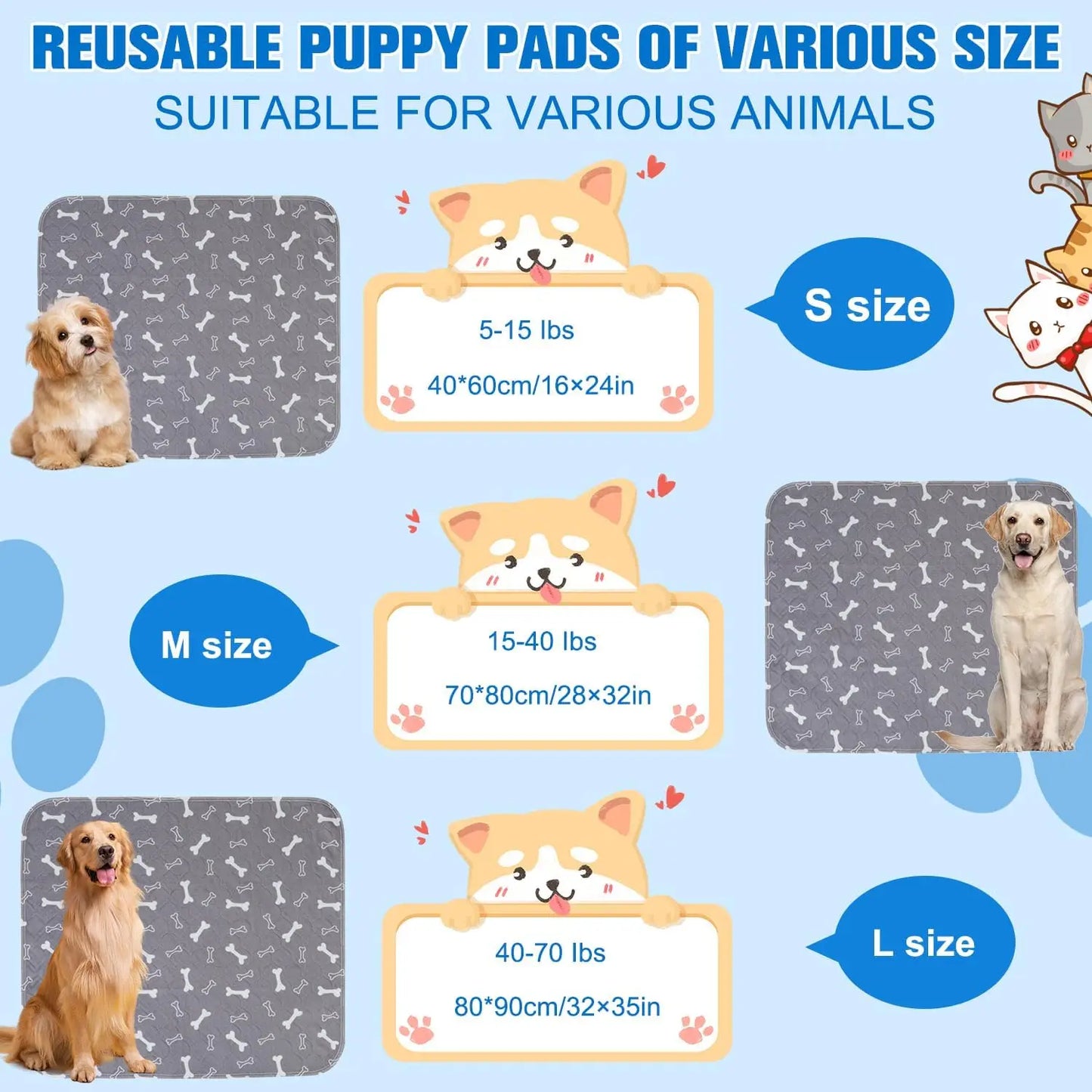 Reusable Dog Pee Pad Waterproof Diaper Pet Supplies Washable Puppy Training Pad Pet Bed Blanket Cat Dog Car Seat Cover Mat