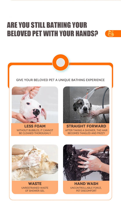 Silicone Dog Bath Brush with Shampoo Dispenser – Soft Massage Scrubber for Dogs & Cats