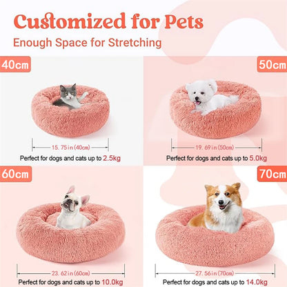 Plush Donut Pet Bed – Soft Warm Round Cushion for Small & Medium Dogs and Cats