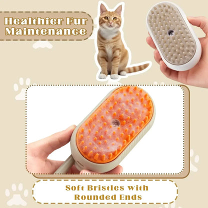 3-in-1 Steam Pet Brush – Rechargeable Spray Grooming Comb for Cats & Dogs
