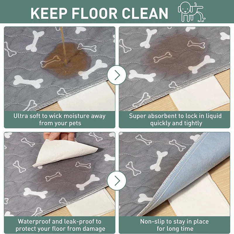 Reusable Dog Pee Pad Waterproof Diaper Pet Supplies Washable Puppy Training Pad Pet Bed Blanket Cat Dog Car Seat Cover Mat