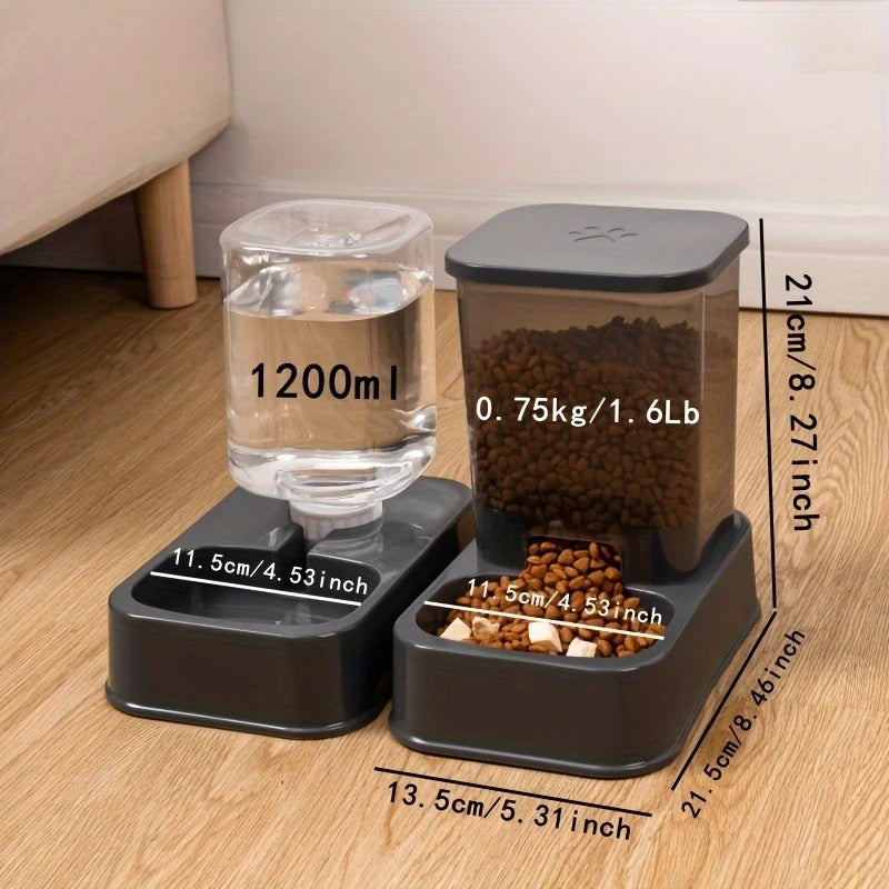 Gravity Pet Feeder & Water Drinker — Feeder and water dispenser dimension diagram