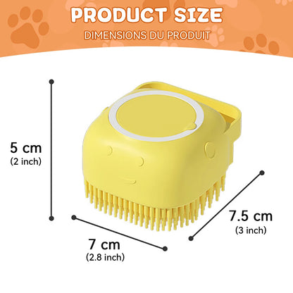 Silicone Dog Bath Brush with Shampoo Dispenser – Soft Massage Scrubber for Dogs & Cats