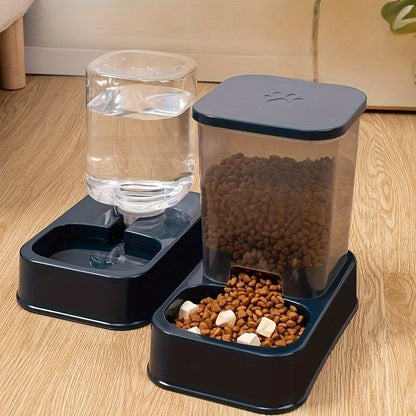 Gravity Pet Feeder & Water Drinker — Deep blue feeder and drinker set