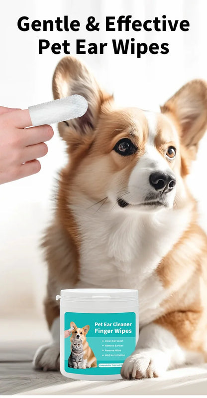 Pet Ear Cleaning Finger Wipes for Cats & Dogs
