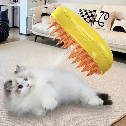 3-in-1 Steam Pet Brush – Rechargeable Spray Grooming Comb for Cats & Dogs