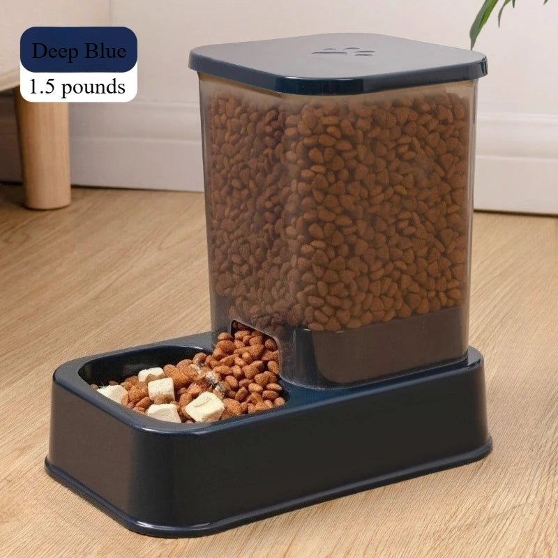 Gravity Pet Feeder & Water Drinker — Deep blue food feeder only