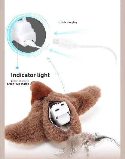 Interactive Flapping Bird Cat Toy – USB Rechargeable Plush with Catnip